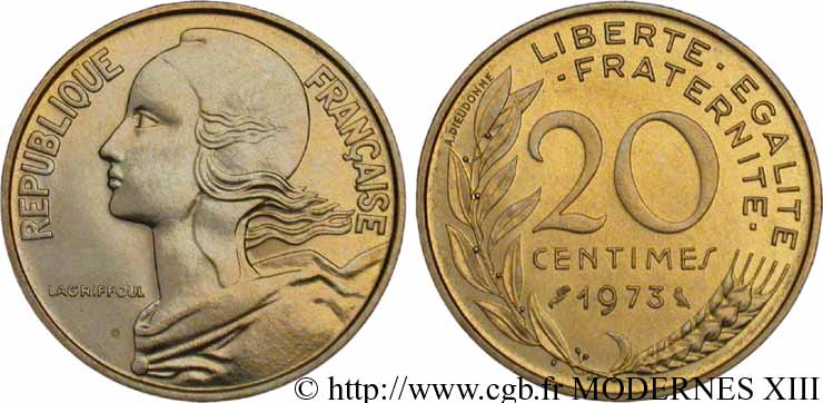 20 centimes Marianne 1973 Pessac F.156/13 SC63 