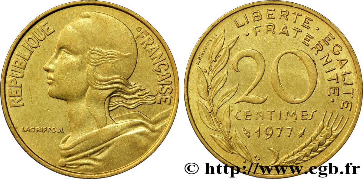 20 centimes Marianne 1977 Pessac F.156/17 EBC58 