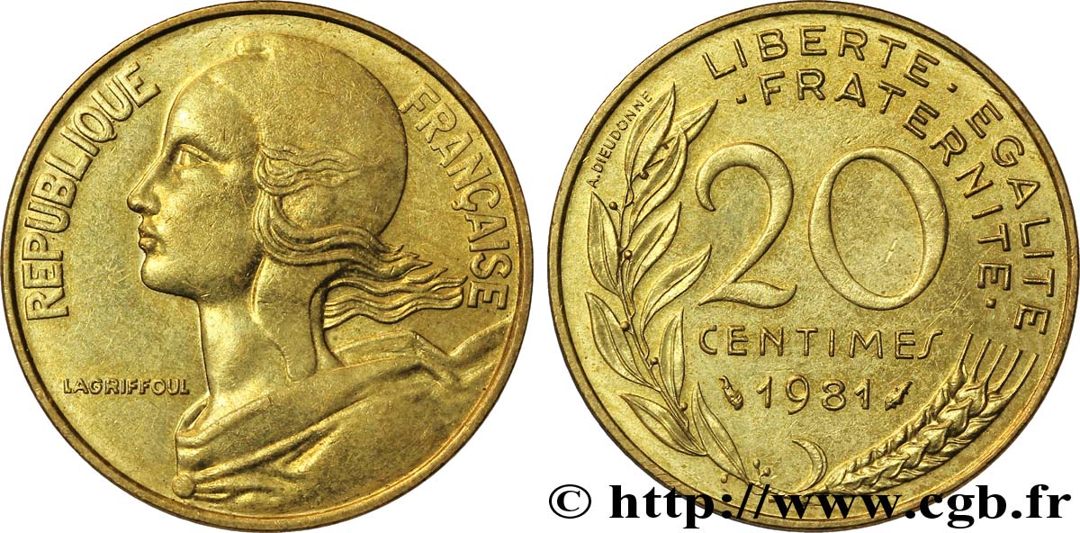 20 centimes Marianne 1981 Pessac F.156/21 AU55 