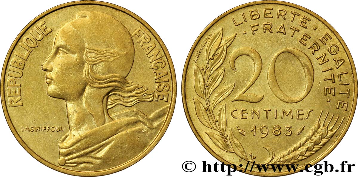 20 centimes Marianne 1983 Pessac F.156/23 AU55 