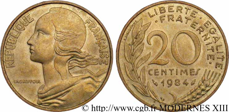 20 centimes Marianne 1984 Pessac F.156/24 AU55 