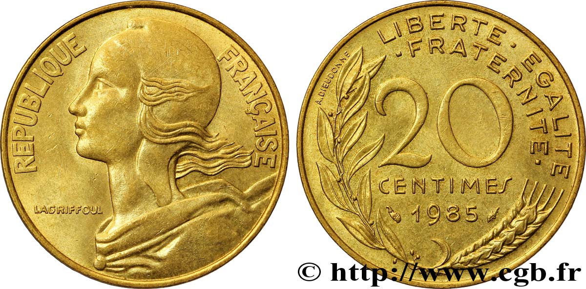 20 centimes Marianne 1985 Pessac F.156/25 AU55 