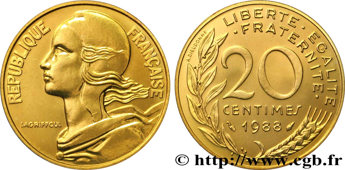20 centimes Marianne 1988 Pessac F.156/28 MS67 