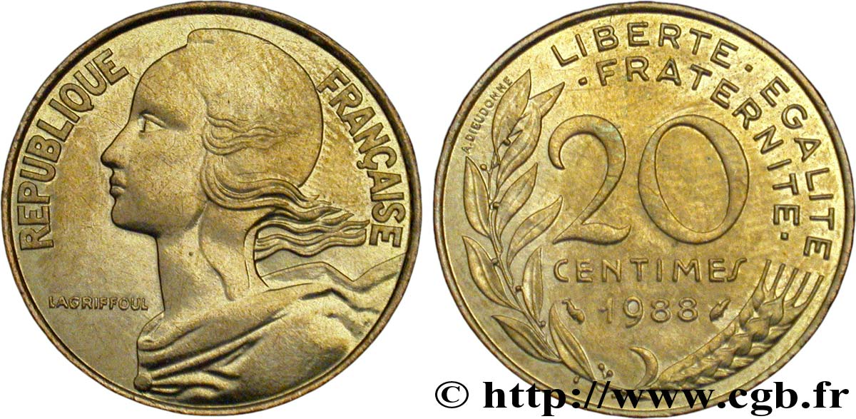20 centimes Marianne 1988 Pessac F.156/28 MS63 
