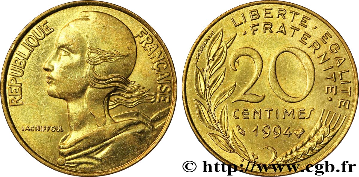20 centimes Marianne 1994 Pessac F.156/38 MS63 