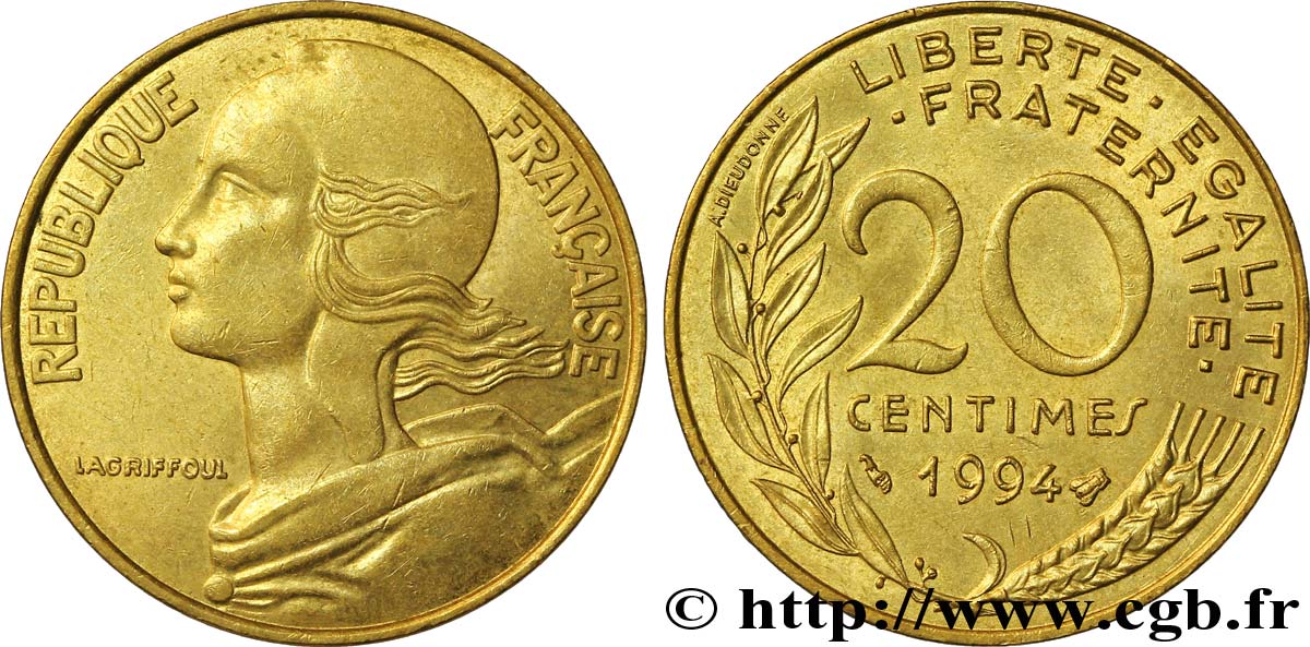 20 centimes Marianne 1994 Pessac F.156/38 EBC58 