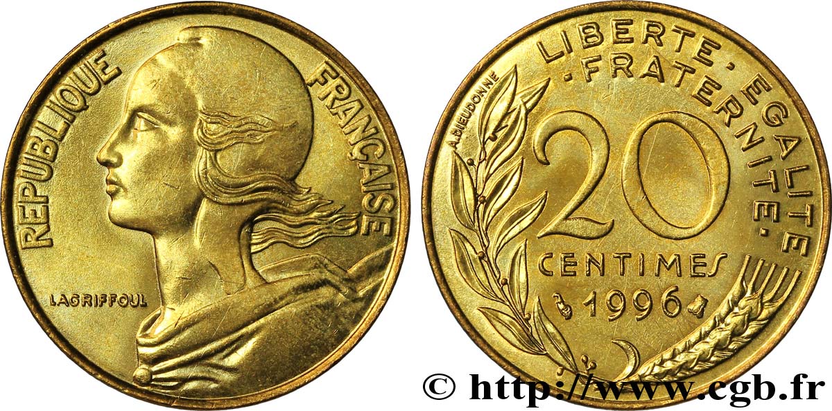 20 centimes Marianne 1996 Pessac F.156/40 MS63 