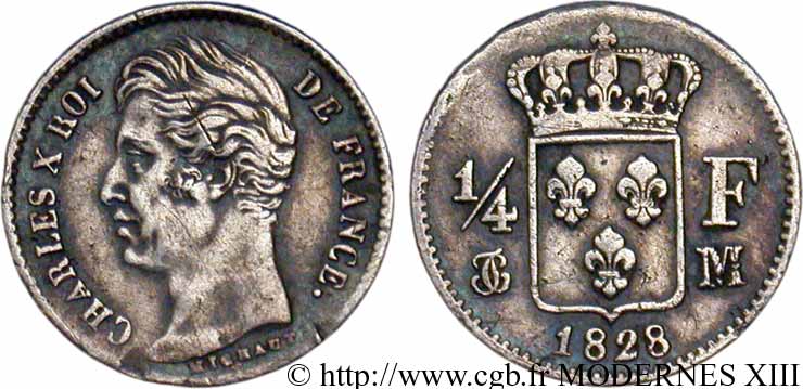 1/4 franc Charles X 1828 Toulouse F.164/25 SS40 