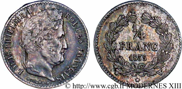 1/4 franc Louis-Philippe 1835 Lille F.166/57 TTB54 