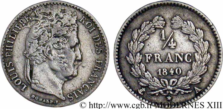 1/4 franc Louis-Philippe 1840 Paris F.166/80 TB35 