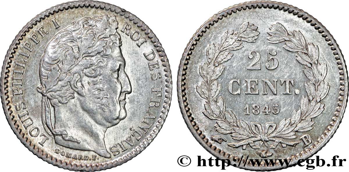 25 centimes Louis-Philippe 1845 Rouen F.167/1 SUP58 