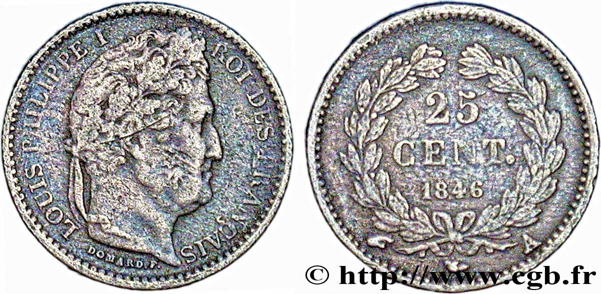 25 centimes Louis-Philippe 1846 Paris F.167/5 VF20 
