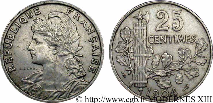 25 centimes Patey, 2e type 1904 Paris F.169/2 MBC40 