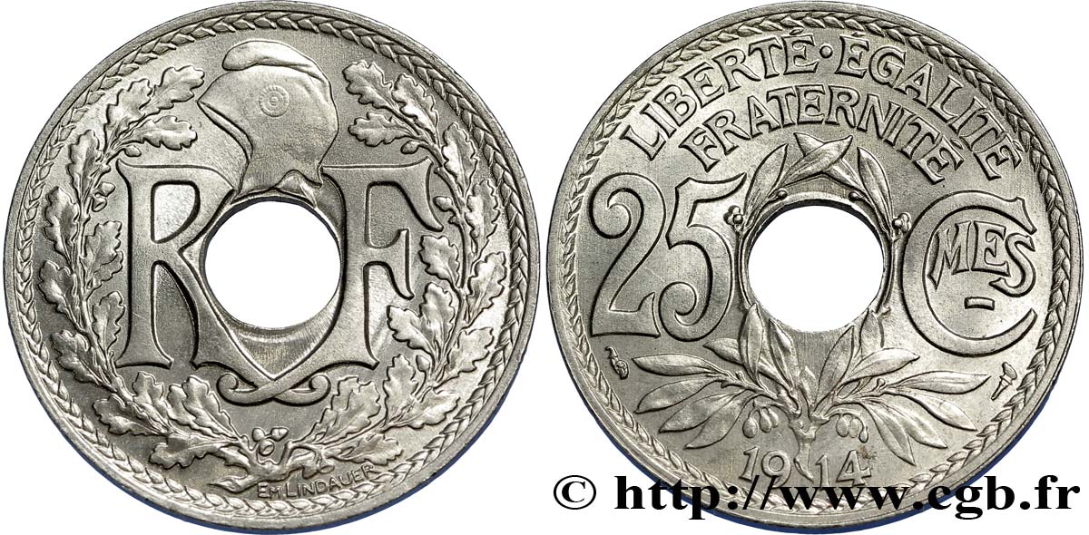 25 centimes Lindauer, Cmes souligné 1914  F.170/2 SPL63 