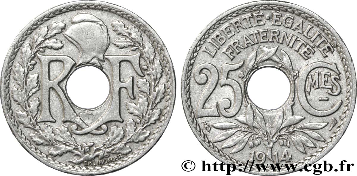 25 centimes Lindauer, Cmes souligné 1914  F.170/2 TTB48 