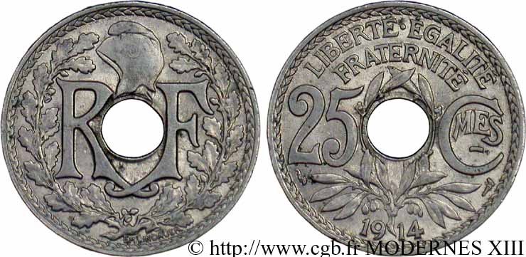 25 centimes Lindauer, Cmes souligné 1914  F.170/2 XF40 