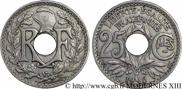 25 centimes Lindauer, Cmes souligné 1915  F.170/3 TTB54 