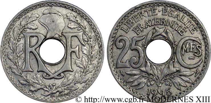 25 centimes Lindauer, Cmes souligné 1915  F.170/3 TTB48 
