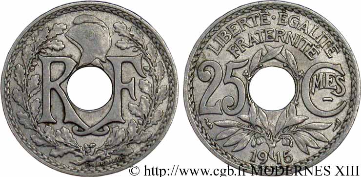 25 centimes Lindauer, Cmes souligné 1915  F.170/3 TTB40 