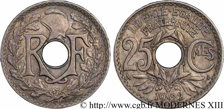 25 centimes Lindauer 1922  F.171/6 AU55 