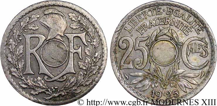 25 centimes Lindauer, non perforé 1925  F.171/9 var. TTB54 