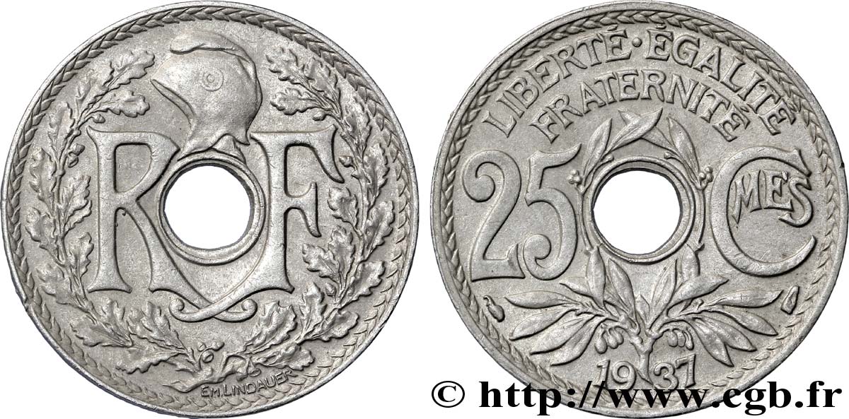 25 centimes Lindauer 1937  F.171/20 XF48 
