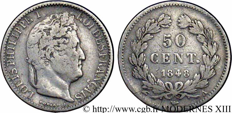 50 centimes Louis-Philippe 1848 Paris F.183/16 B12 