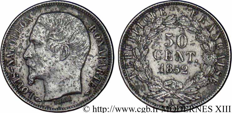 50 centimes Louis-Napoléon 1852 Paris F.185/1 TB35 