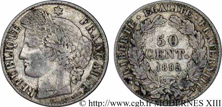 50 centimes Cérès, IIIe République 1895 Paris F.189/16 TTB40 