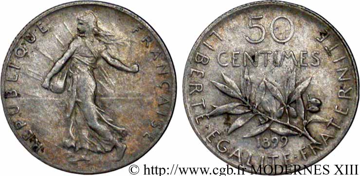 50 centimes Semeuse 1899 Paris F.190/5 SS48 