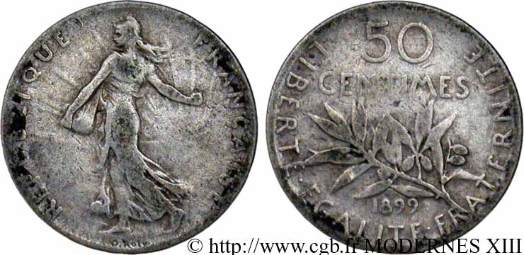 50 centimes Semeuse 1899 Paris F.190/5 BC20 