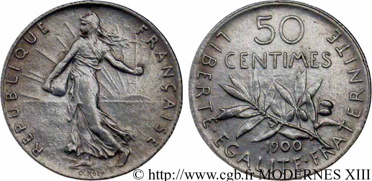 50 centimes Semeuse 1900 Paris F.190/6 SUP55 