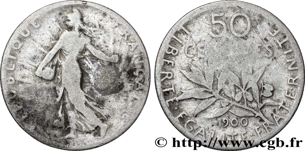 50 centimes Semeuse 1900 Paris F.190/6 B8 