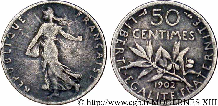 50 centimes Semeuse 1902 Paris F.190/9 BC20 