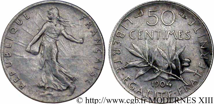 50 centimes Semeuse 1904 Paris F.190/11 TTB48 