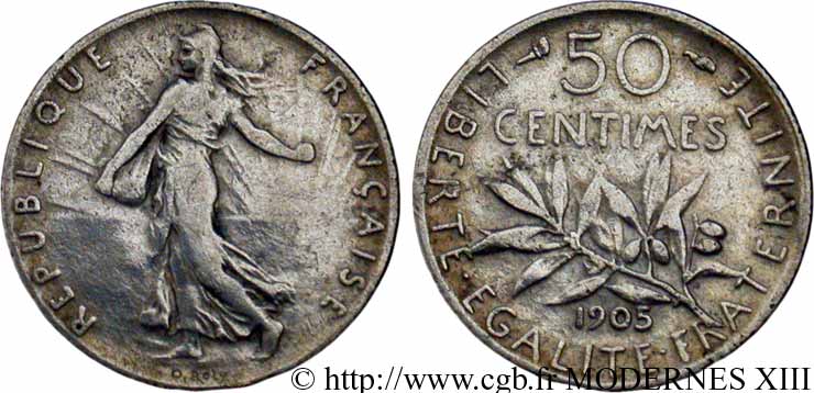 50 centimes Semeuse 1905 Paris F.190/12 BC35 