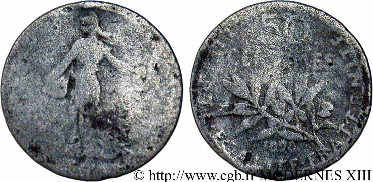 Faux de 50 centimes Semeuse en plomb 1898 Paris F.190/3 var. AB5 