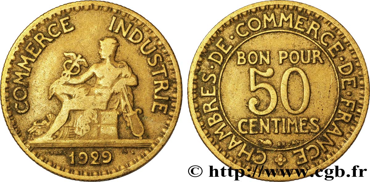50 centimes Chambres de Commerce 1929 Paris F.191/11 S35 