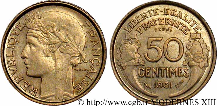 Essai de 50 centimes Morlon 1931 F.192/1 fmd_064505 Modern coins