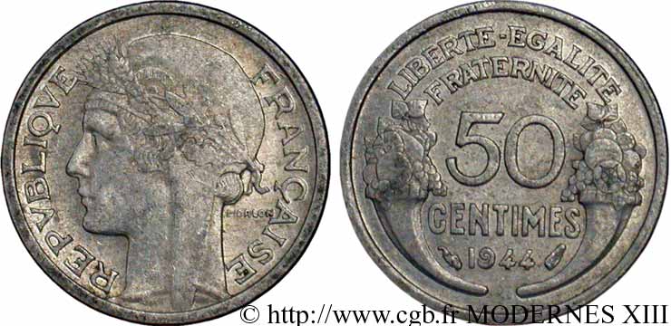 50 centimes Morlon, légère 1944  F.194/3 TTB40 