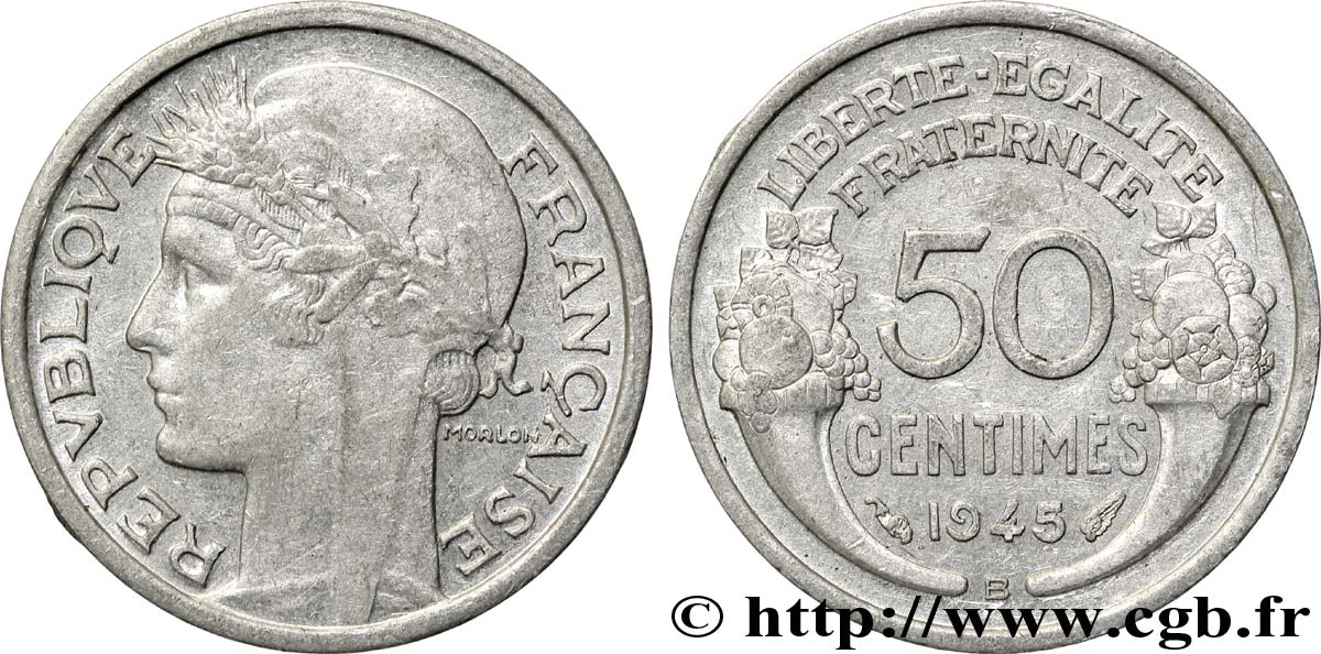 50 centimes Morlon, légère 1945 Beaumont-le-Roger F.194/6 BB54 