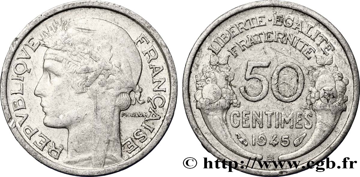 50 centimes Morlon, légère 1945 Beaumont-le-Roger F.194/6 BB48 