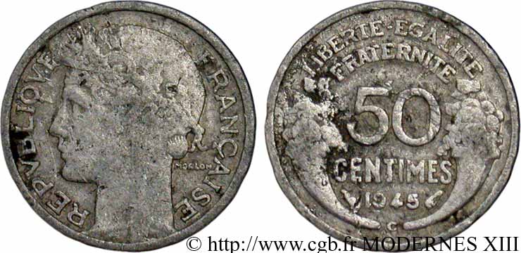 50 centimes Morlon, légère 1945 Castelsarrasin F.194/7 B12 