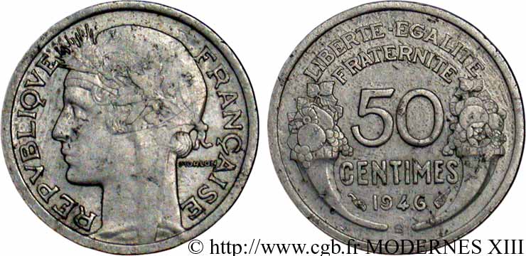 50 centimes Morlon, légère 1946 Beaumont-le-Roger F.194/9 TB35 