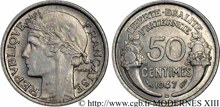 50 centimes Morlon, légère 1947 Beaumont-le-Roger F.194/11 SUP55 