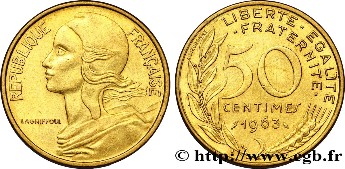 50 centimes Marianne, col à quatre plis 1963 Paris F.197/5 BB54 