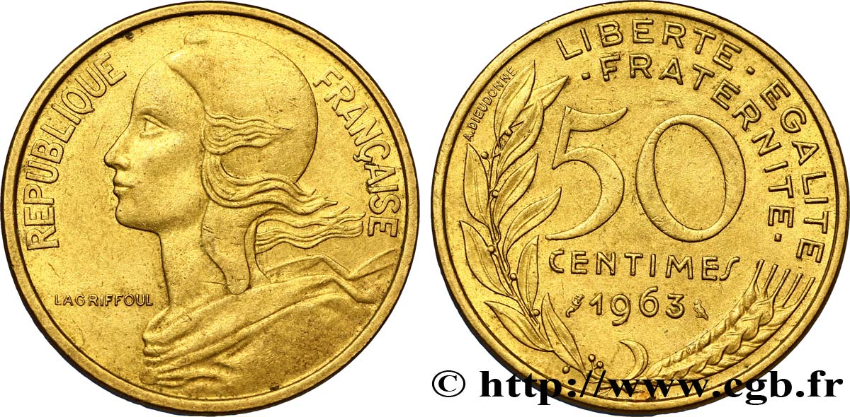 50 centimes Marianne, col à quatre plis 1963 Paris F.197/5 BB48 