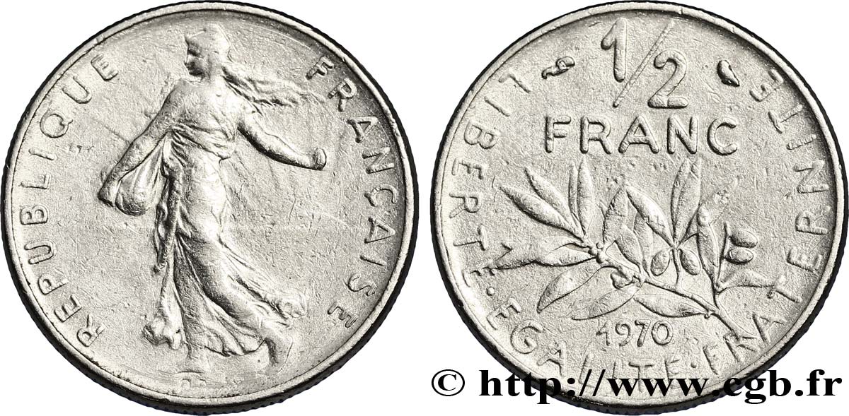 1/2 franc Semeuse 1970 Paris F.198/9 XF40 