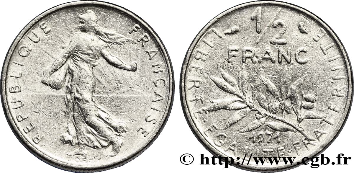 1/2 franc Semeuse 1971 Paris F.198/10 TTB40 