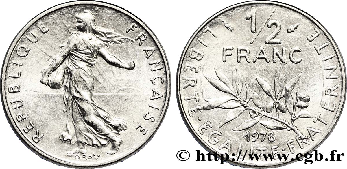 1/2 franc Semeuse 1978 Pessac F.198/17 AU58 